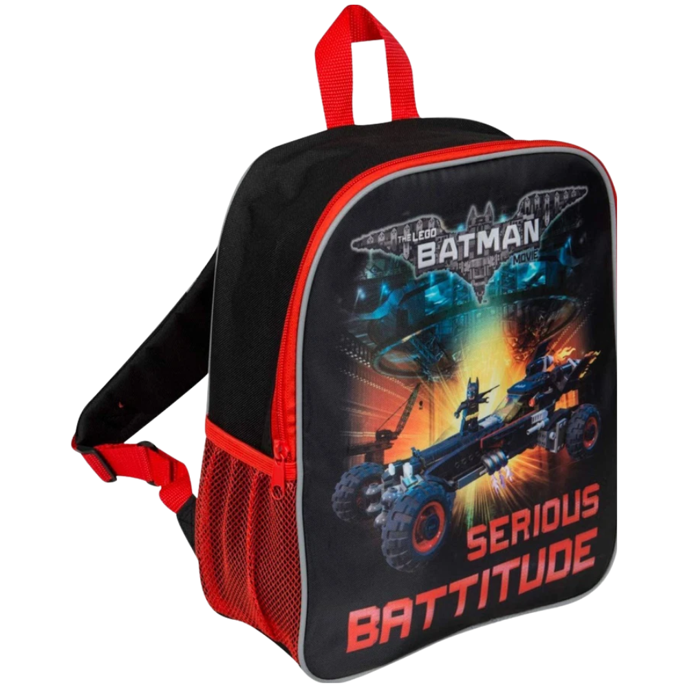 Lego Batman Junior Serious Battitude Backpack Red Black School Bag Adjustable Straps Child