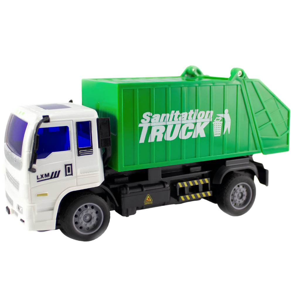 Remote Control Garbage Truck Toy with Lifting Bin Lights RC Sanitation Truck for Kids