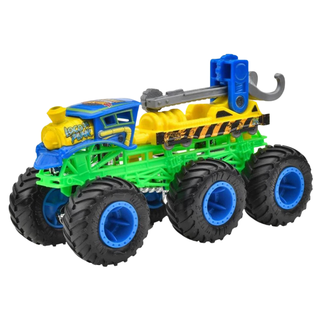 Hot Wheels Monster Trucks Big Rigs Loco Punk 6-Wheel Transporter Towing Truck 1:64 Scale