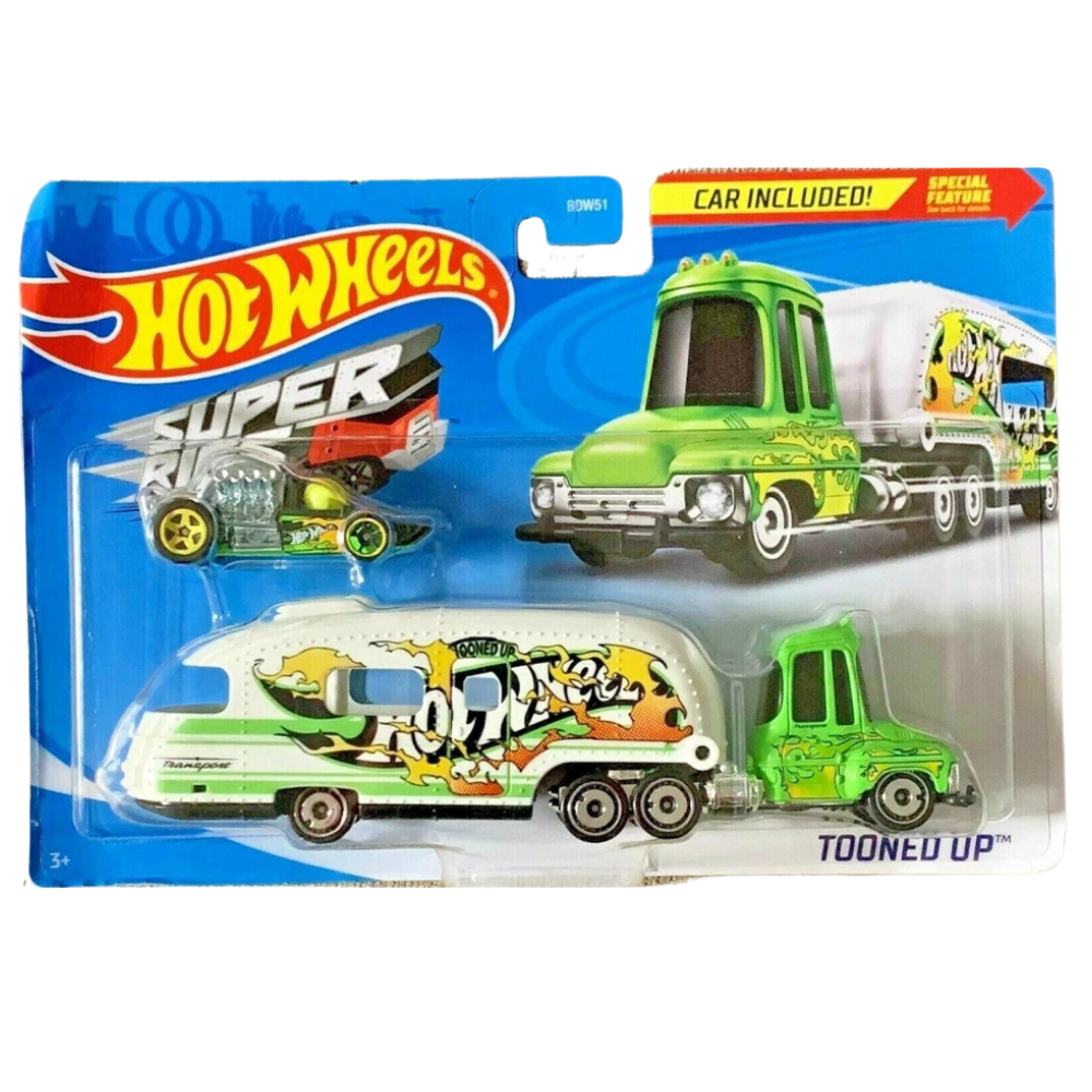 Hot Wheels Super Rigs Tooned Up Die-Cast Car & Hauler Truck Vehicle Set Mattel Kids 3+