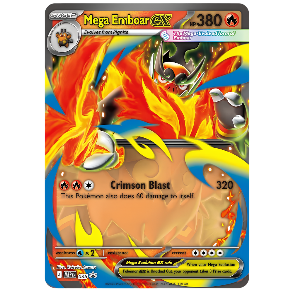 Pokémon TCG Mega Evolution Ascended Heroes Mega Emboar ex Box Collectible Trading Card Game Set