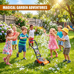 Kids Bubble Lawnmower Machine with Bubble Solution Mower Bubble Maker Garden Toy Fun