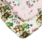 Lolaland Pink Baby Fitted Cot Bed Sheets 2 Pack 100% Cotton Monkeys Panda Print