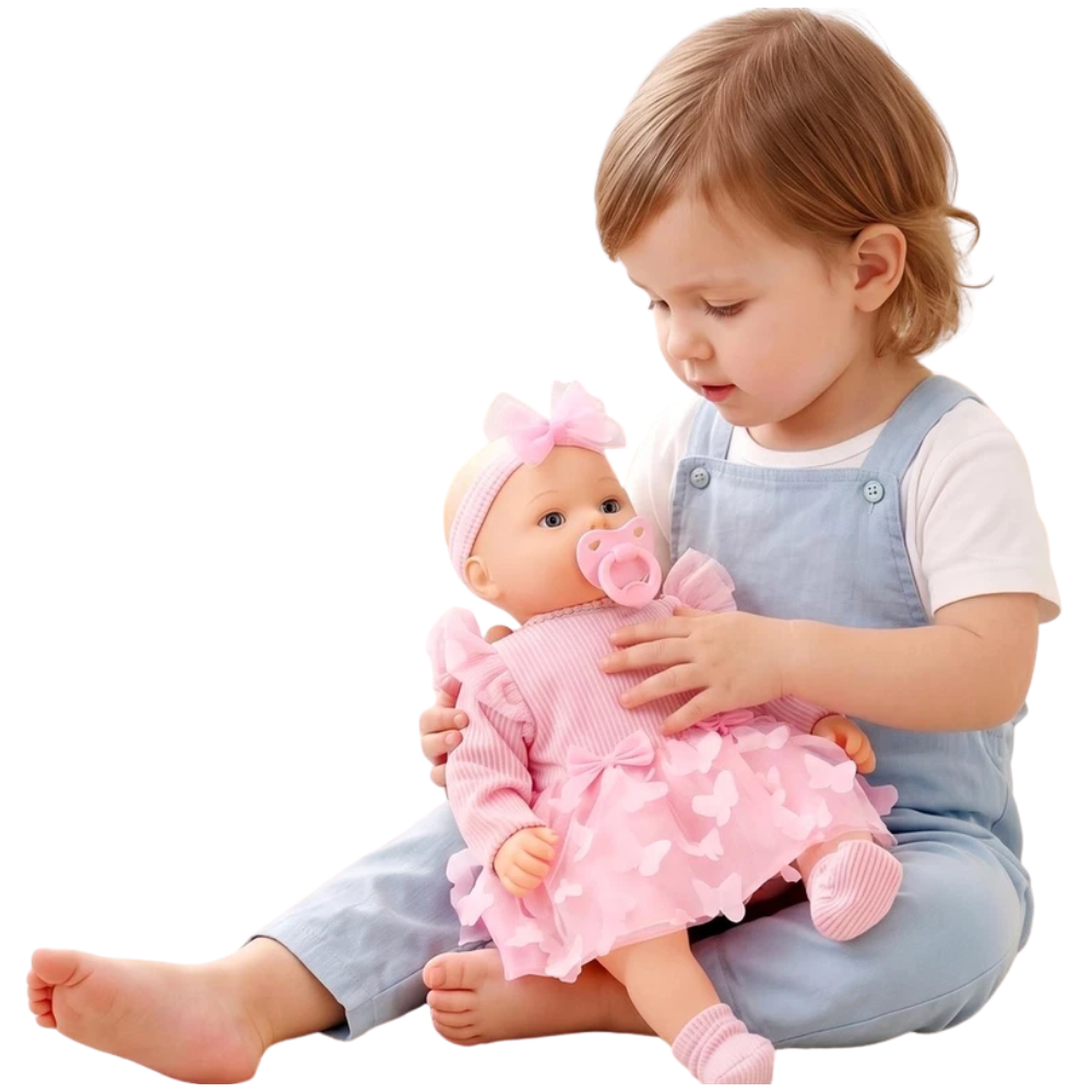 Bibi Doll Maeve 18 Inch Baby Doll Girl Soft Body Toy Sounds Dummy Extra Outfit Pink Toy 3+