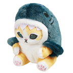 Mofusand Cat Plush Toy Shark Costume Small Soft Stuffed Animal with Removable Clip