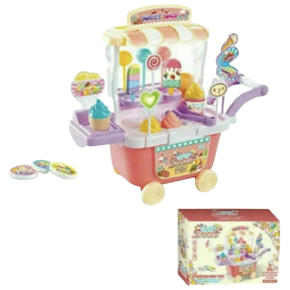 Kids Pretend Play Sweet Shop Candy Ice Cream Cart Toy Set Role Play Market Gift