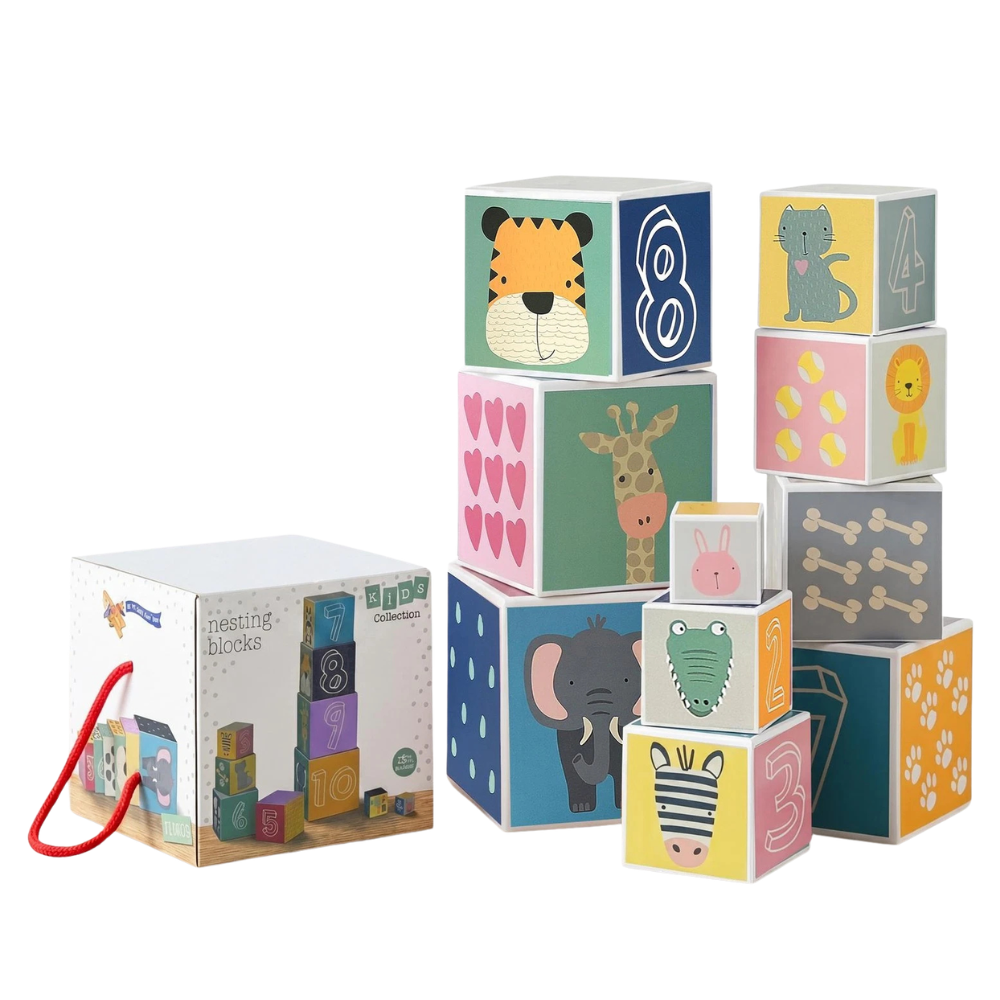 Stacking Blocks Nesting Cubes Baby Toddler Montessori Educational Toy Animals Numbers 1-10
