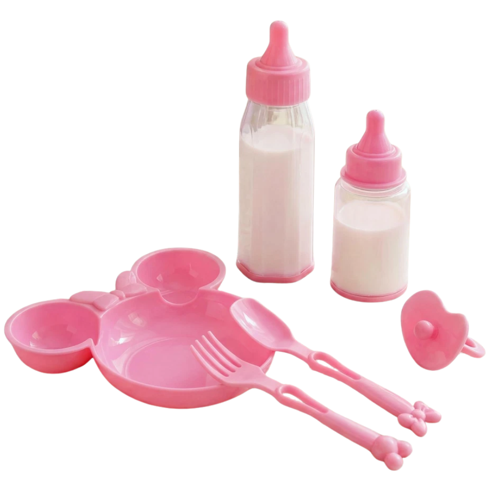 Baby Doll Feeding Set 6pc Pretend Play Bottles Dummy Spoon Accessories for Bibi Doll Fun