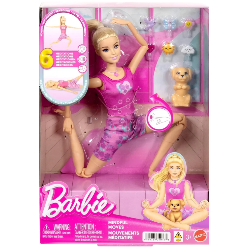Barbie Mindful Moves Doll Yoga Meditation Lights Sounds Puppy Interactive Toy Gift 3+ Kids