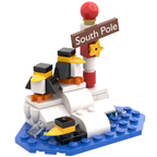 LEGO Penguins on Iceberg Set with 3 Penguins, South Pole Tile, Winter Zoo Decor