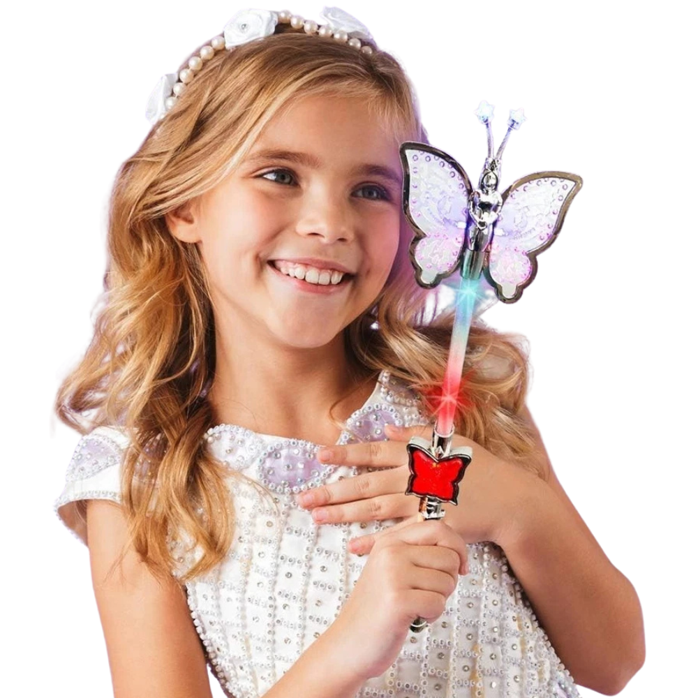LED Butterfly Fairy Wand Light Up Musical Toy Kids Party Dress Up Gift