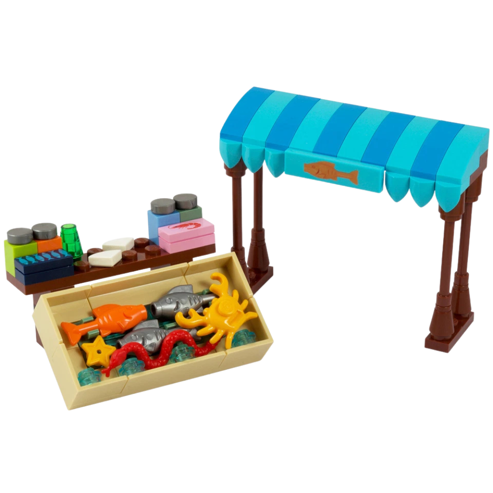 Lego Market Stall Fishmonger Fish & Seafood Shop Genuine Lego Parts City Display Kit