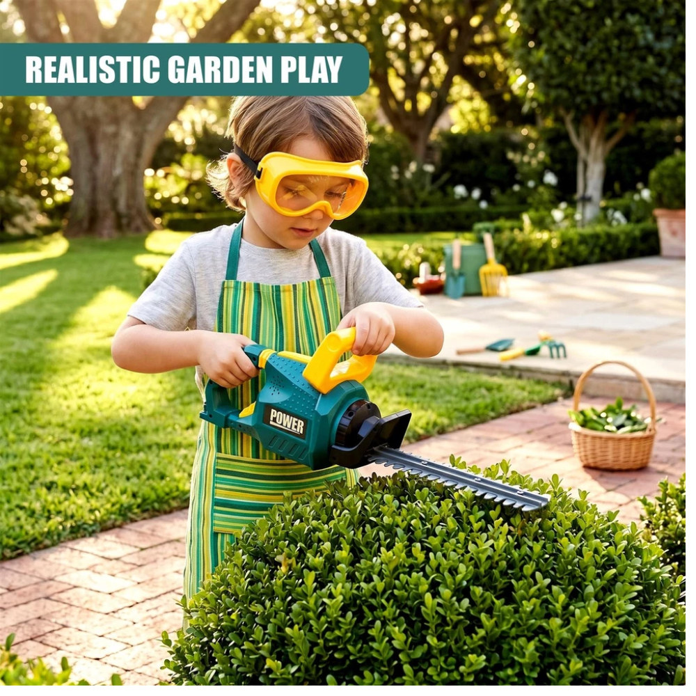 Kids Garden Hedge Trimmer Toy Battery-Powered Lights & Moving Action Garden Tool