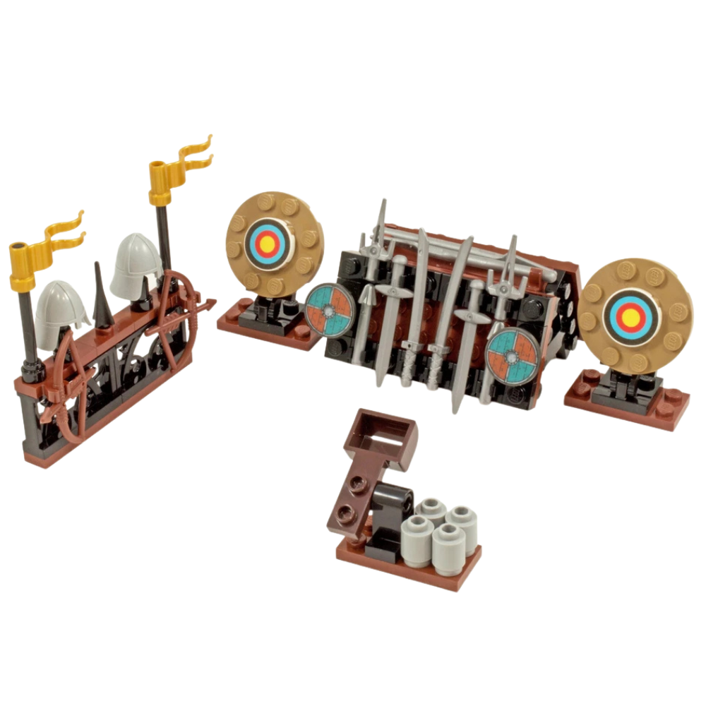 Lego Castle Weapons & Archery Rack Blacksmith Weaponry Kit Made with Real Lego Bricks Display Set