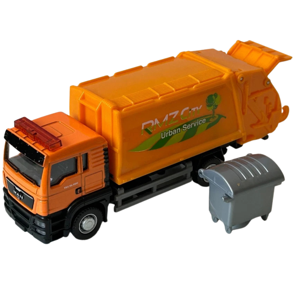 RMZ City MAN TGS Garbage Service Truck with Bin 1:64 Scale Diecast Model Toy