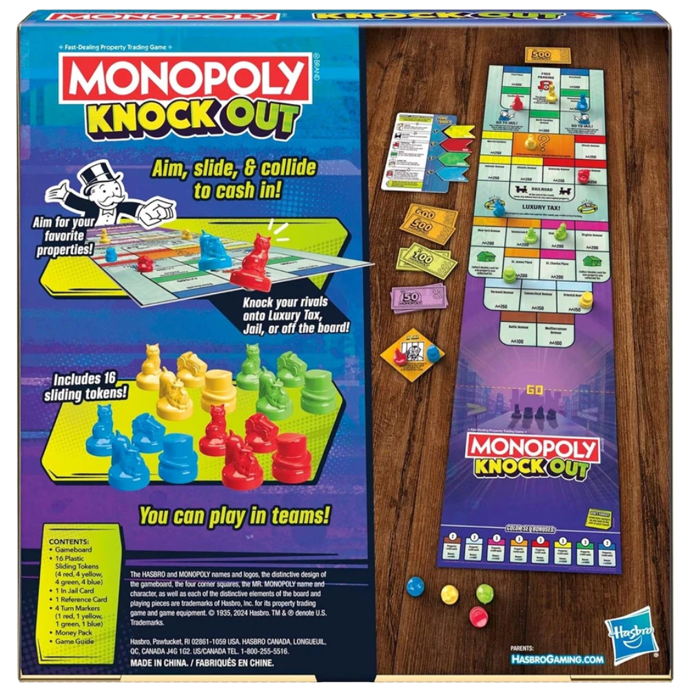 Monopoly Knockout Family Party Board Game Fast Paced Shuffleboard Game for 2-8 Players 8+!