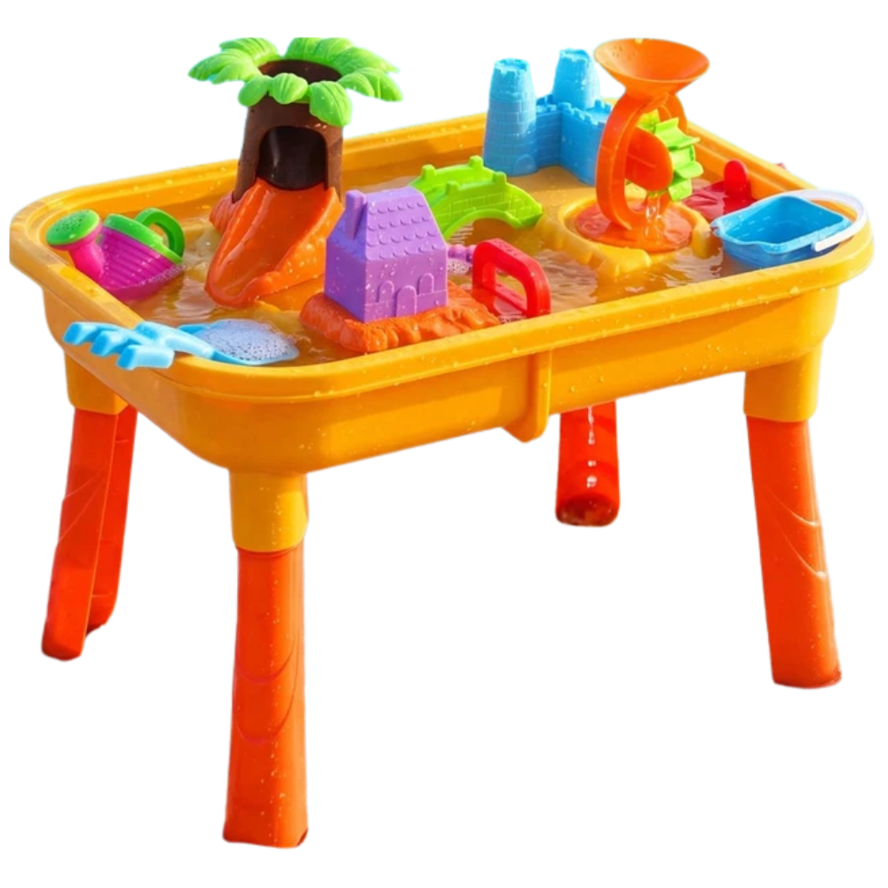 25pc Sand and Water Table with Water Mill Kids Outdoor Garden Play Equipment Toy 3+ Yellow