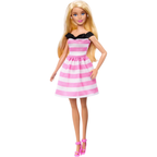 Barbie 65th Anniversary Doll Pink White Stripe Dress Collectible Fashion Figure Mattel Gift