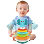Musical Elephant Stacking Rings Toy for Babies with Rainbow Colours and Teether 6 Months+