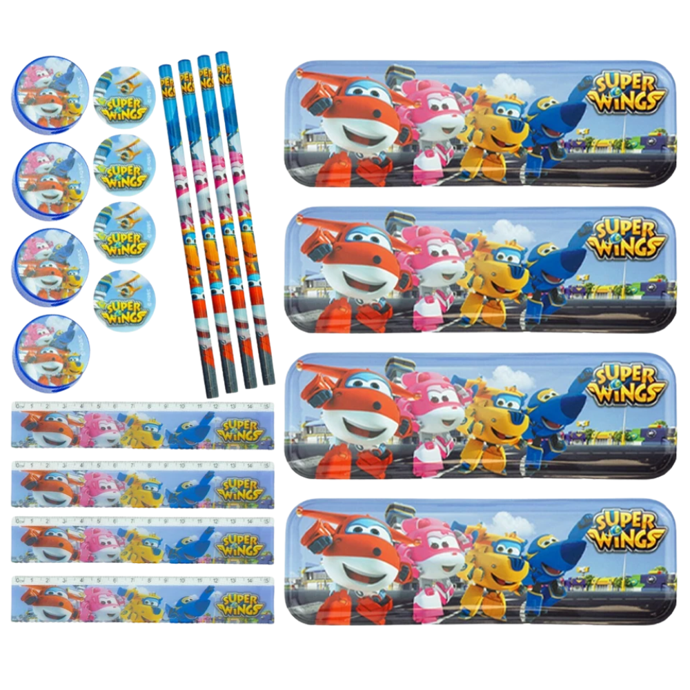 Super Wings Kids Stationery Set Metal Pencil Case School Supplies
