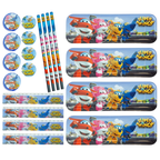 Super Wings Kids Stationery Set Metal Pencil Case School Supplies