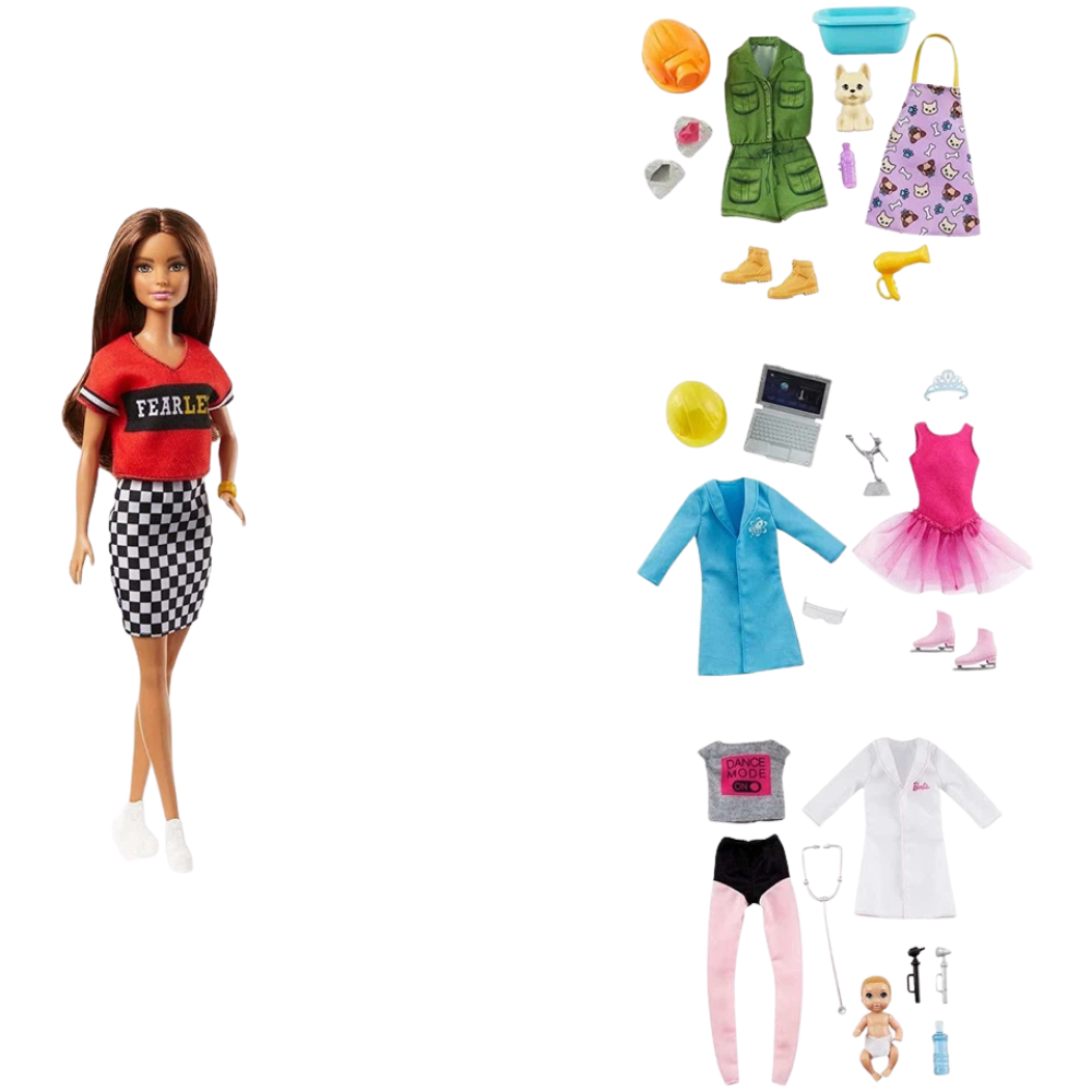 Barbie You Can Be Anything Fashion Doll 8 Surprise Career Accessories Glh64 Age 3+ Toy Set