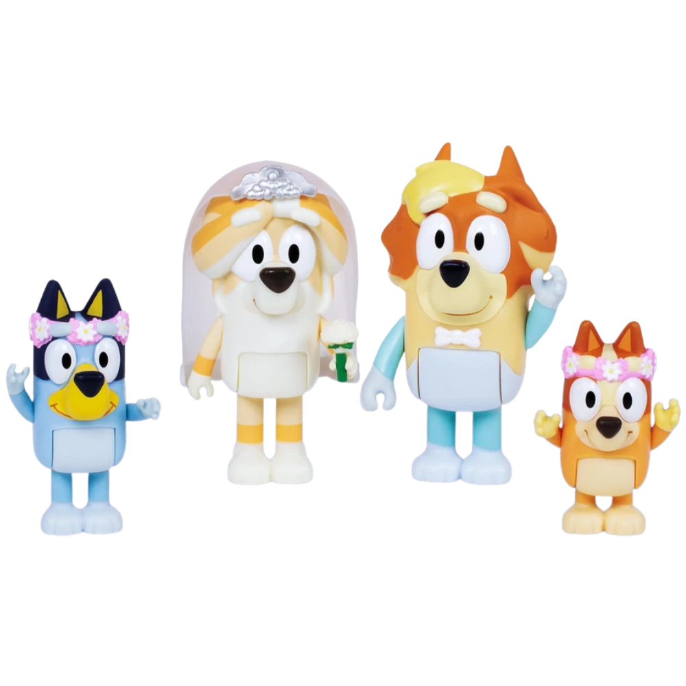 Bluey Wedding Time 4-Pack Figure Set New Kids Children's Toy Playset Collectible Figures