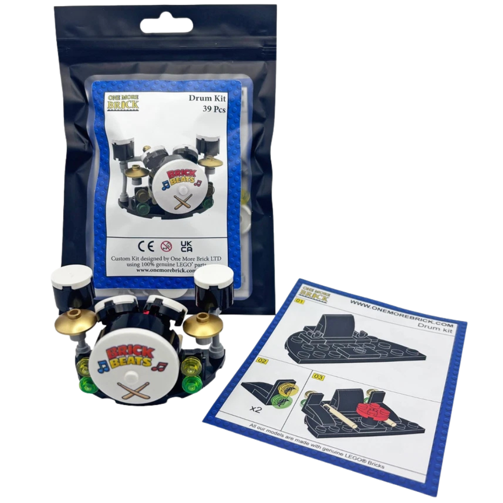 Lego Drum Kit Band Stage Set with Microphone Custom Model Made with Genuine Lego Parts