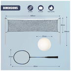 2-In-1 Badminton & Volleyball Set Net Rackets Ball Shuttlecocks Outdoor Garden Beach Sports
