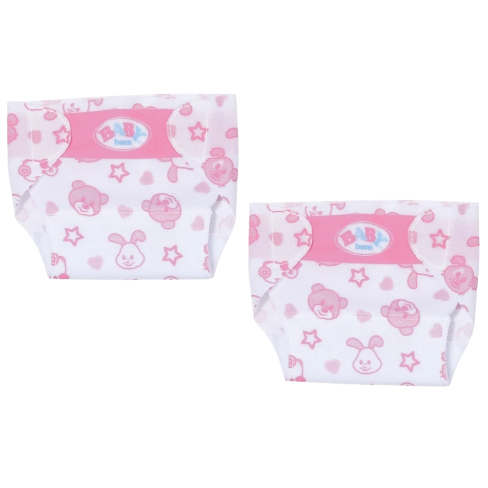 BABY born 36cm Doll Nappies 2 Pack, Washable and Reusable Fabric Diapers for Dolls