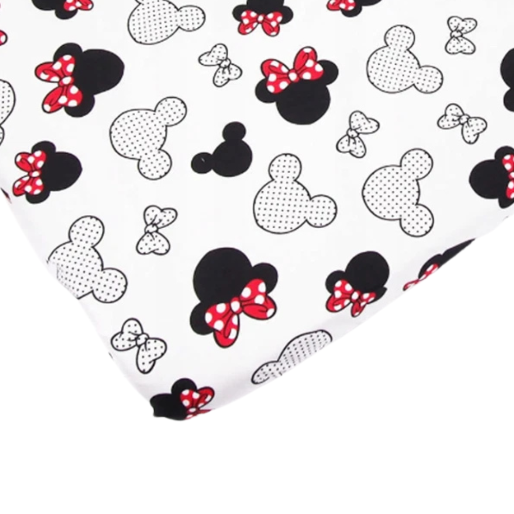 Mickey Mouse Red Fitted Cot Sheet 100% Cotton Baby Mattress Cover for Cot Bed Crib