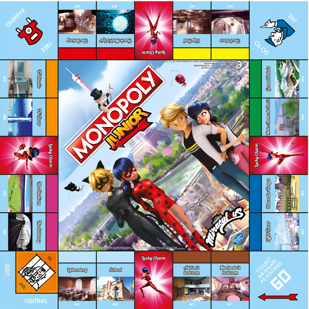 Miraculous Ladybug & Cat Noir Monopoly Junior Board Game Fun Children’s Family Strategy & Money Game