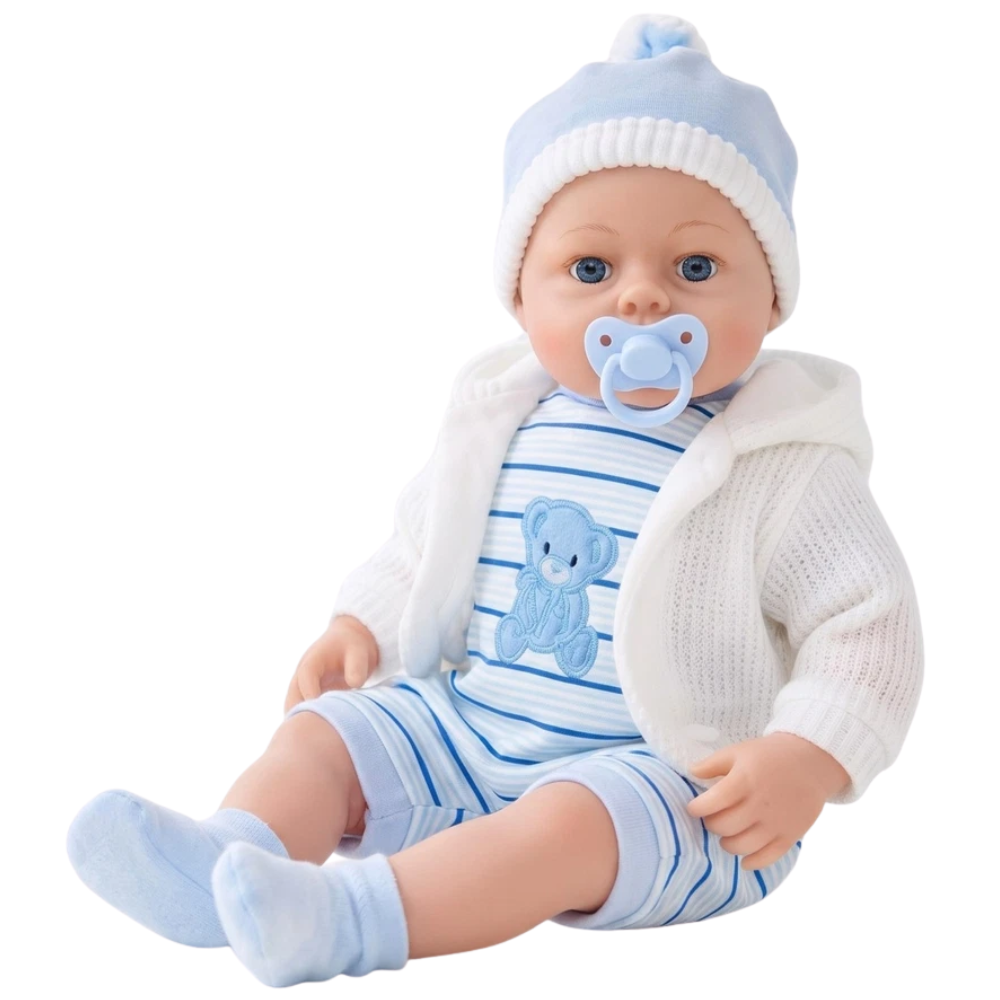 18" Lifelike Soft Body Baby Doll for Girls & Boys with 16 Sounds Outfits & Dummy Toy
