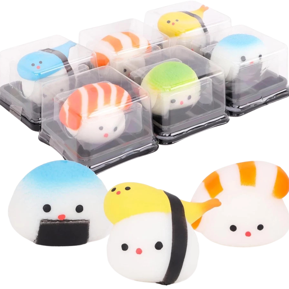 Toyland® Squishy Sushi Sensory Fidget Toy with Reusable Tub – 6 Designs, 1 Random Choice Ages 3+