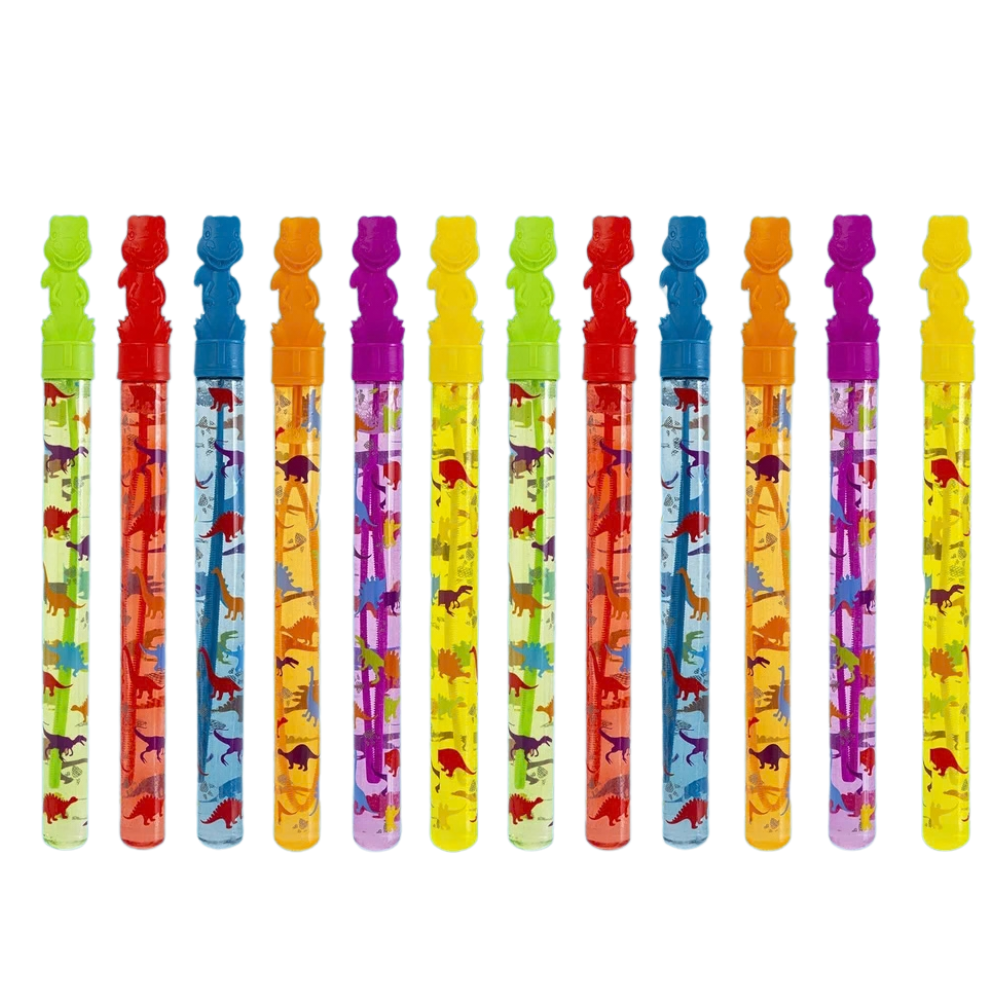 Abeec Dino Bubble Swords 12 Pack Kids Outdoor Party Favors Bubble Toy Set Fun Gift