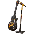 22" Kids Electric Rock Star Guitar & Microphone Set Musical Toy Adjustable Stand Black Gift