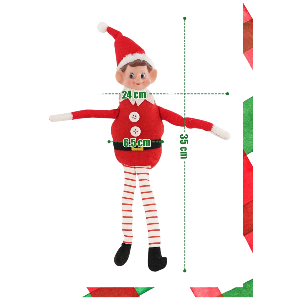 Christmas Elf Plush Toy 35cm Boy with Long Legs Poseable Shelf Figure Xmas Decor Gift Ideas