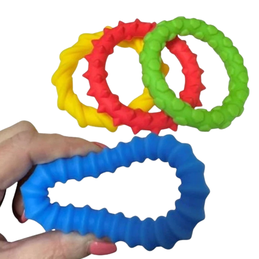 Pack of 4 Textured Sensory Fidget Rings Soft Squishy Silent Stress Relief Toy