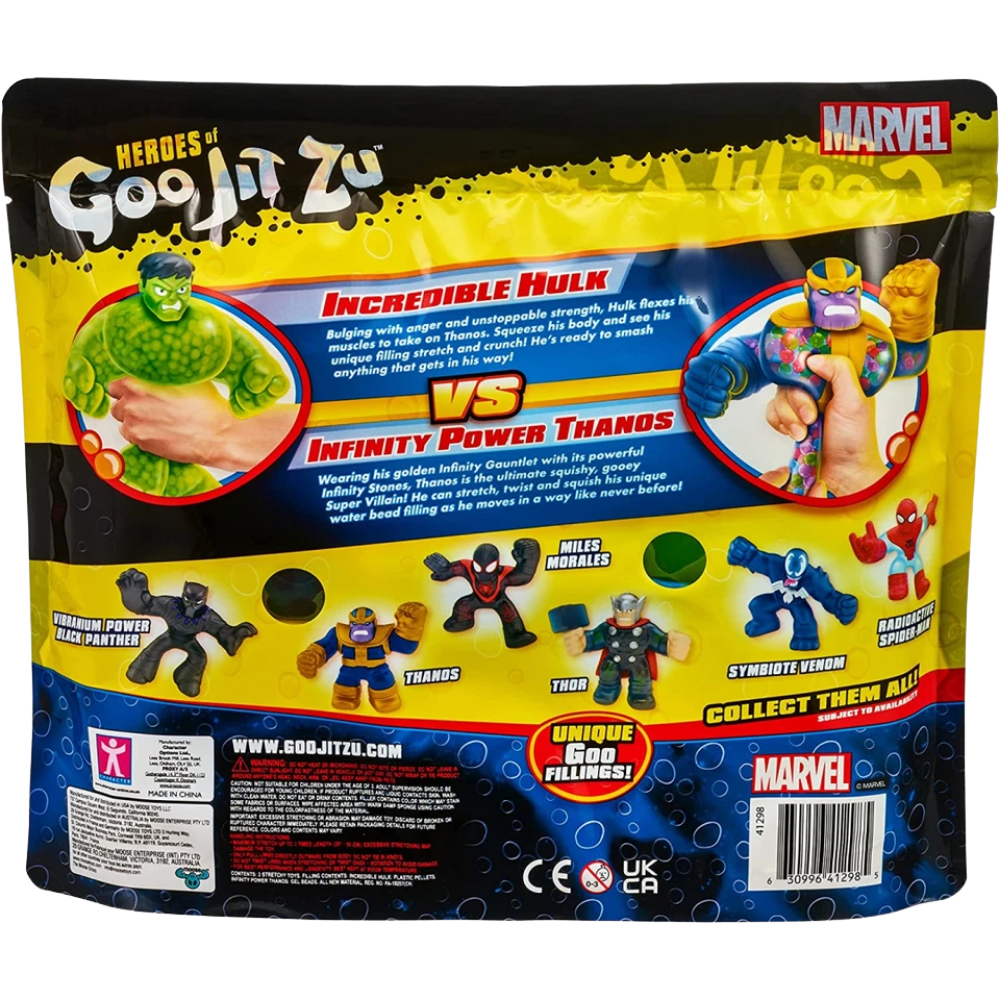 Heroes of Goo Jit Zu Marvel Versus Pack Hulk Vs Thanos Squishy Stretchy Toy Set 4+