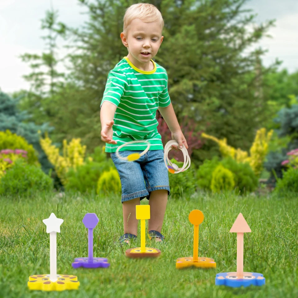 abeec Wooden Ring Toss Game FSC Wood Toddler Outdoor Learning Sensory Toy