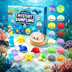 24X Mystery Dumpling Squishy Blind Box Advent Calendar Ocean Stress Relief Toy Gift Set
