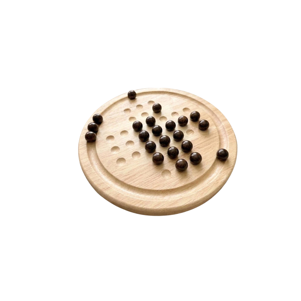 Classic Solitaire Board Game 21cm Wooden Marbles One for 1 Player Strategy Puzzle Toy Ages 3+