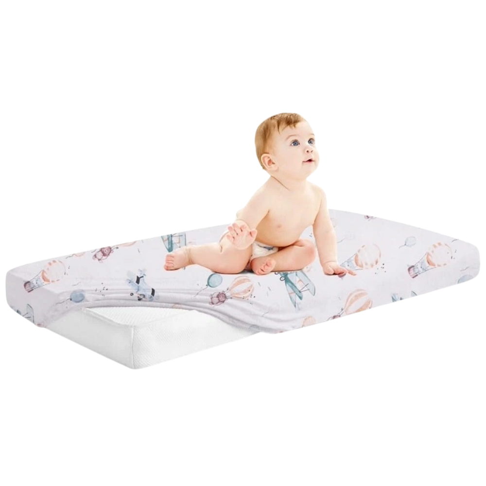 Baby Cot Fitted Sheet 100% Cotton Mattress Sheet  Dreamy Flight 120 × 60cm Design