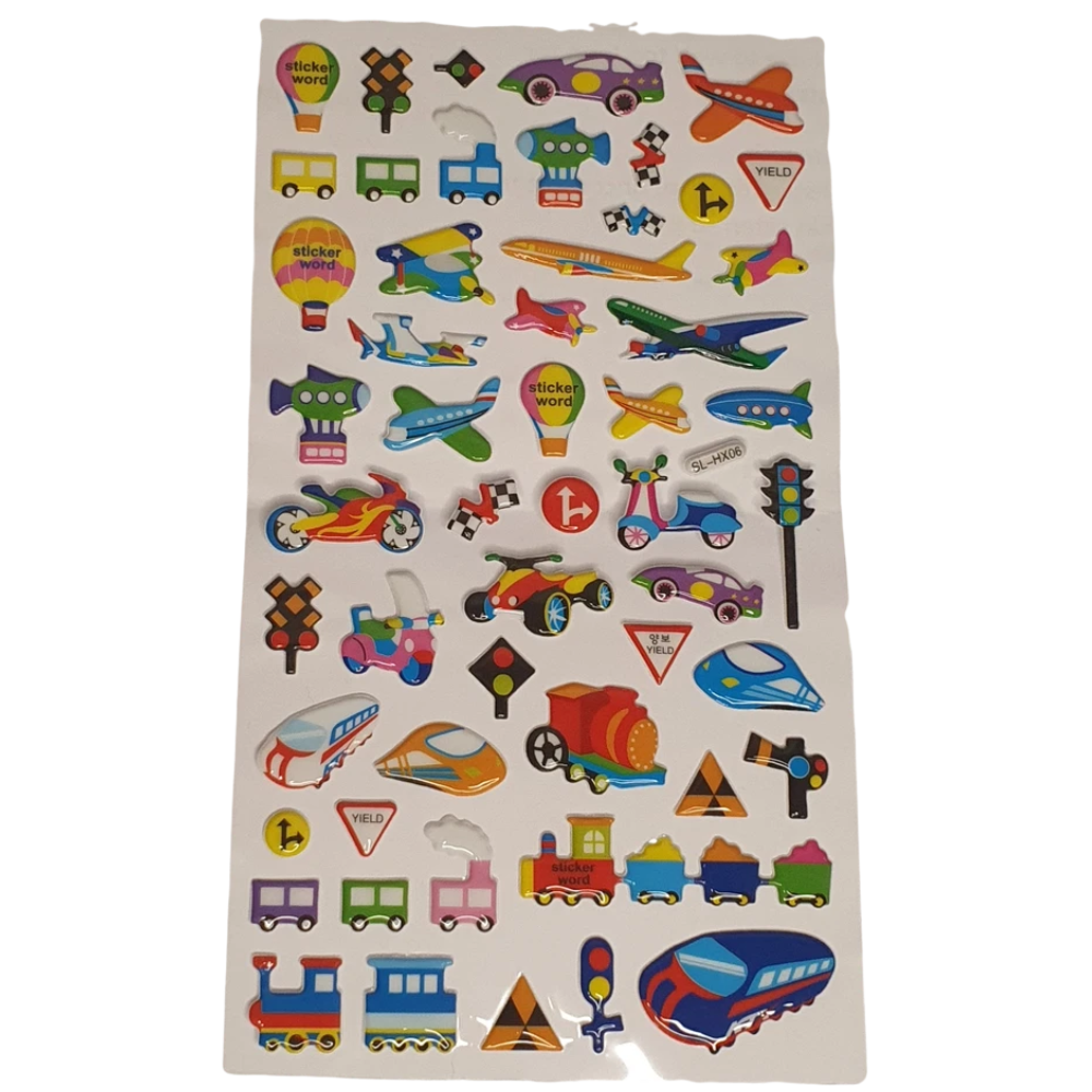 Vehicle Cars Plane Train Puffy 3D Stickers for Kids Crafts & Scrapbooks