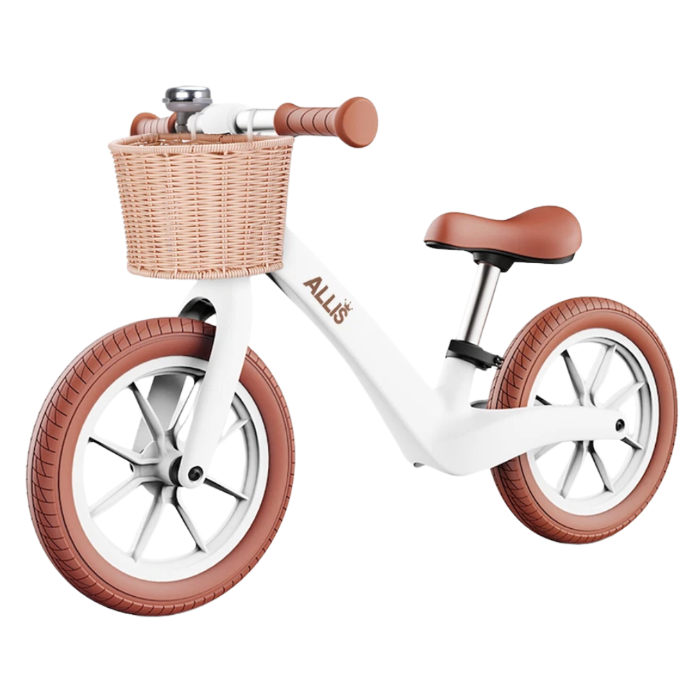 Kids 12-Inch Balance Bike Toddler Bicycle with Basket and Bell White