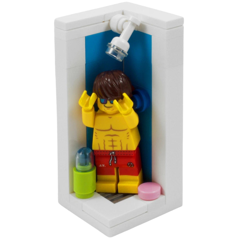 Bathroom Shower with Accessories Custom Kit Made with Real Lego Bricks Bathroom Display Set