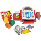 Kids Electronic Cash Register Toy Working Scanner Till Play Food Shopping Basket Lights Sounds