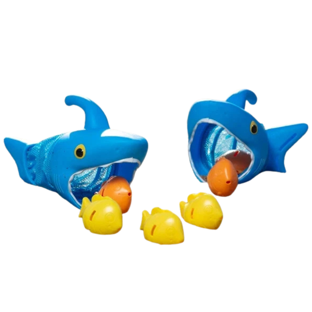 Melissa & Doug Shark Fish Hunt Pool Bath Tub Play Game Kids Toy Set with 2 Nets