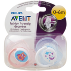 Philips Avent Baby Soothers 2 Pack Orthodontic BPA-Free Silicone Dummies with Hygienic Cap