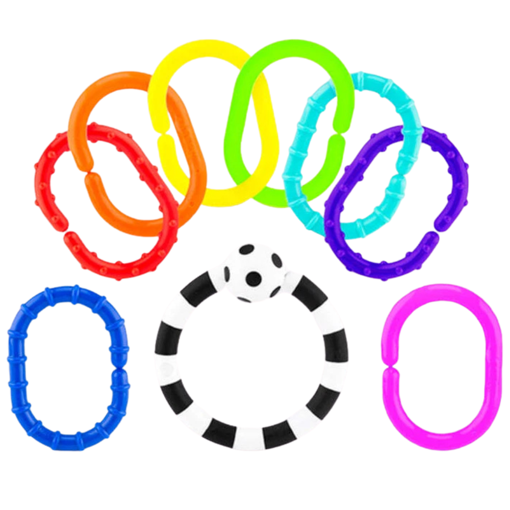 Sassy Ring O' Links Baby Rattle Toy Easy-To-Hold Click & Link Infant Toy 0m+ New